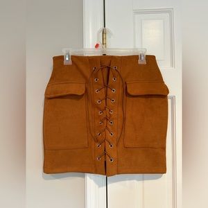 Lace Up Caramel Skirt